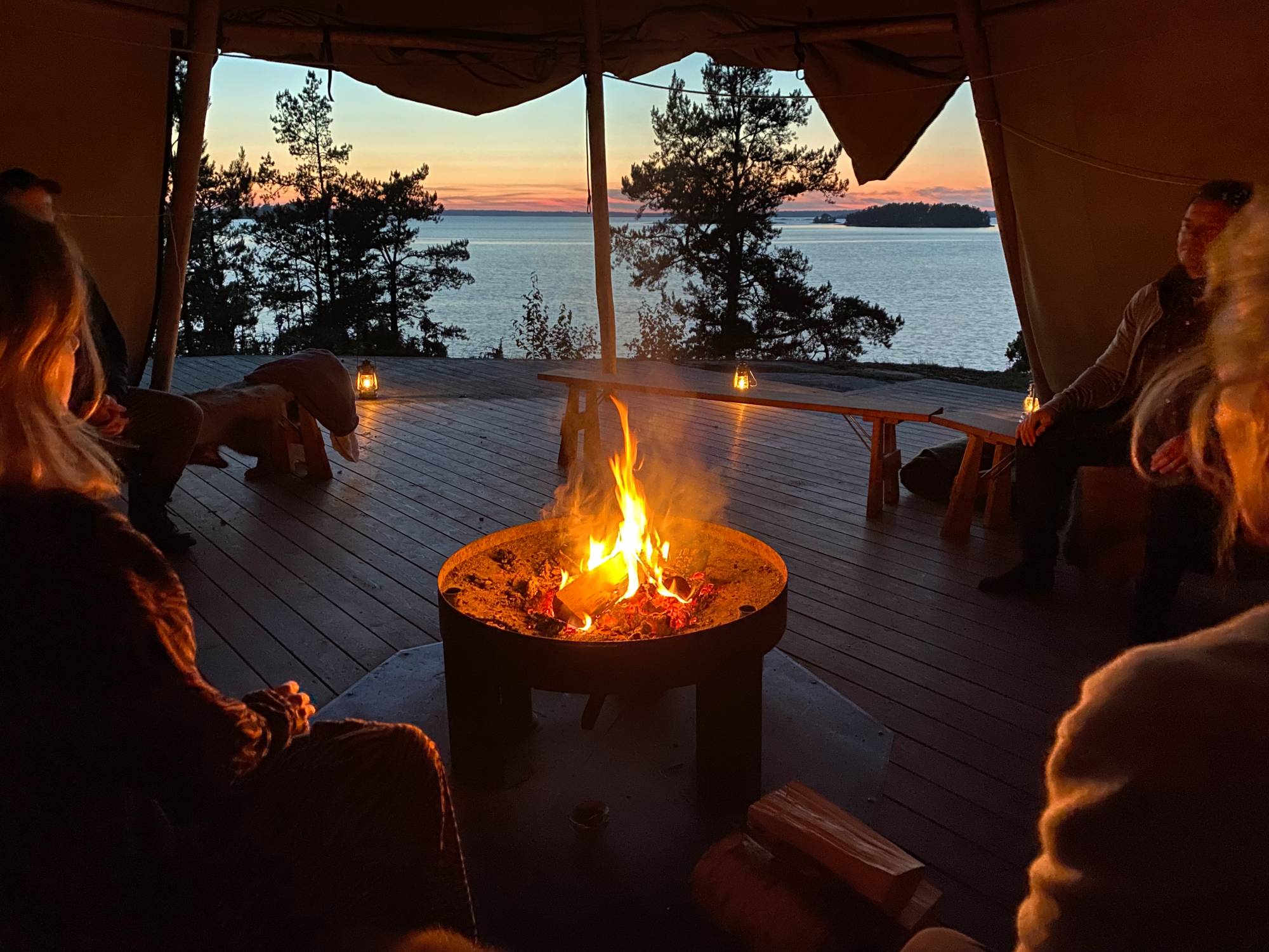 Fireside at dusk