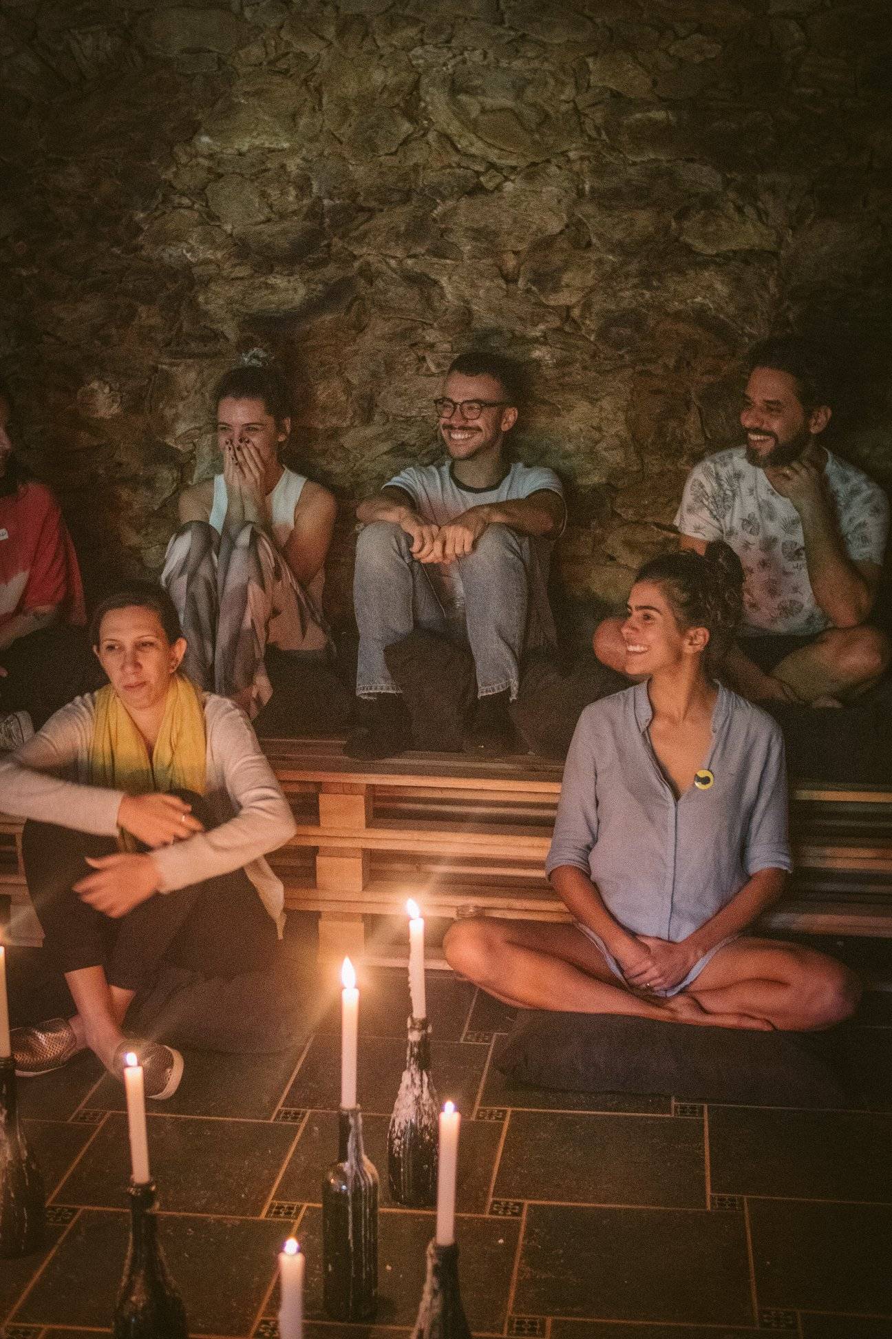 An evening gathering by candlelight
