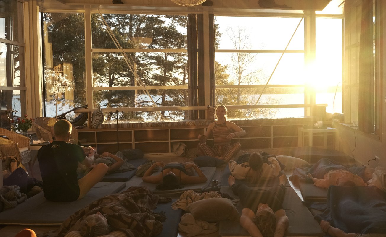 A guided practice in the sunlit common room